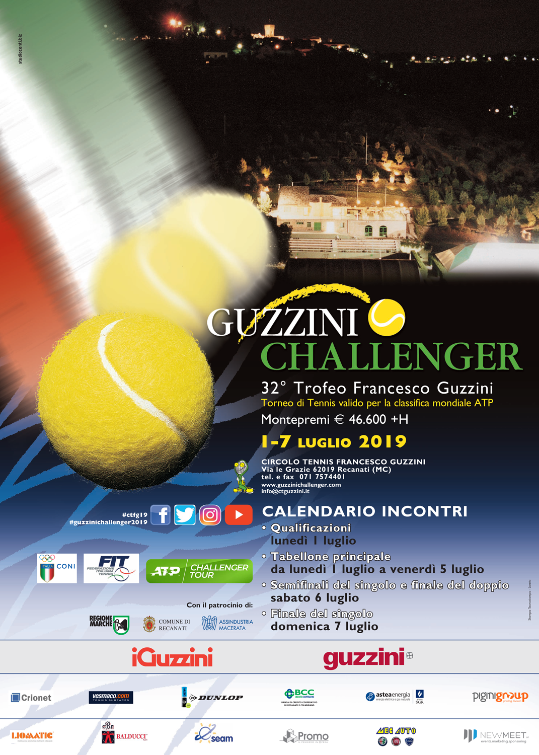 Il grande tennis internazionale torna a Recanati per il 32° trofeo Francesco Guzzini